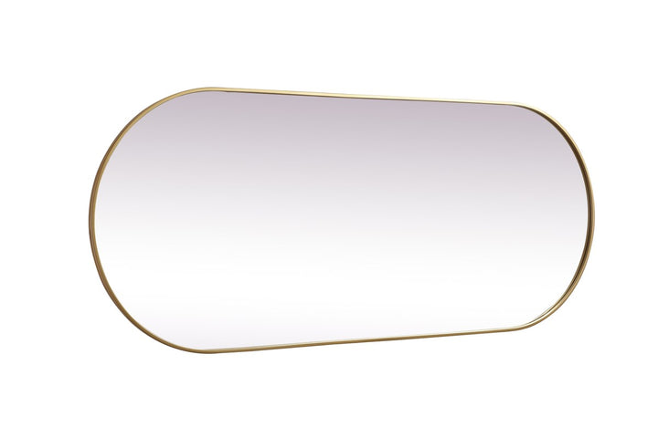 Metal Frame Oval Mirror 30X72 Inch In Brass