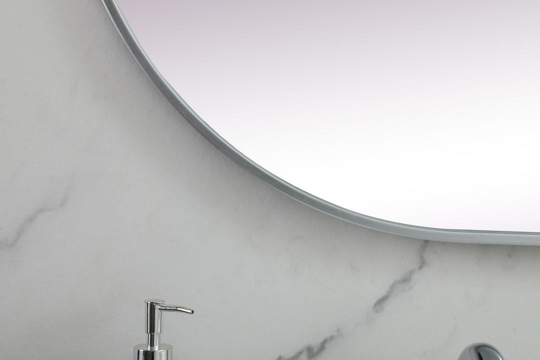 Metal Frame Oval Mirror 30X72 Inch In Silver