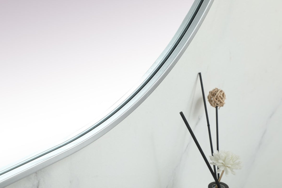 Metal Frame Oval Mirror 30X72 Inch In Silver