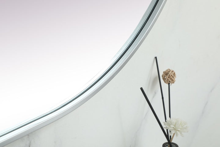 Metal Frame Oval Mirror 30X72 Inch In Silver
