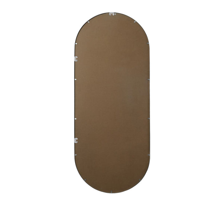 Metal Frame Oval Mirror 30X72 Inch In Silver