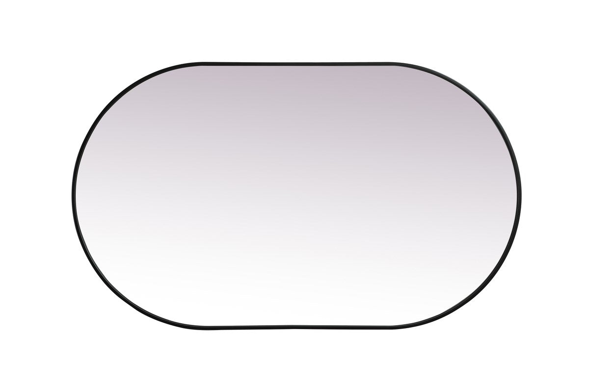 Metal Frame Oval Mirror 36X60 Inch In Black