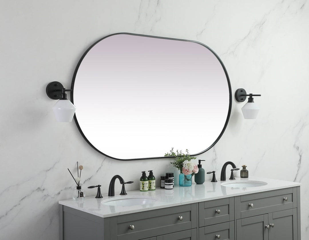 Metal Frame Oval Mirror 36X60 Inch In Black