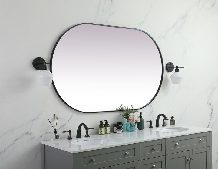 Metal Frame Oval Mirror 36X60 Inch In Black