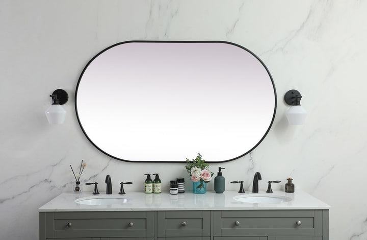 Metal Frame Oval Mirror 36X60 Inch In Black