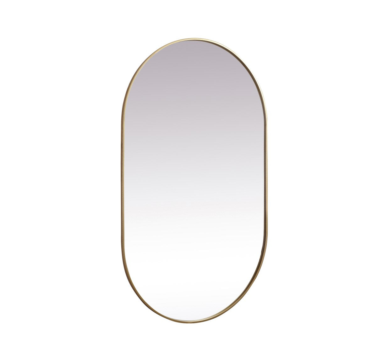 Metal Frame Oval Mirror 36X60 Inch In Brass