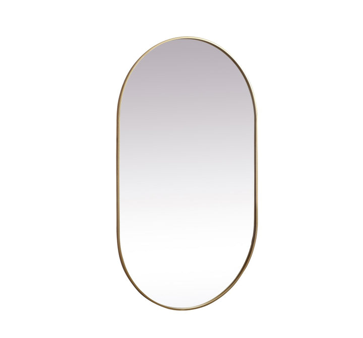 Metal Frame Oval Mirror 36X60 Inch In Brass