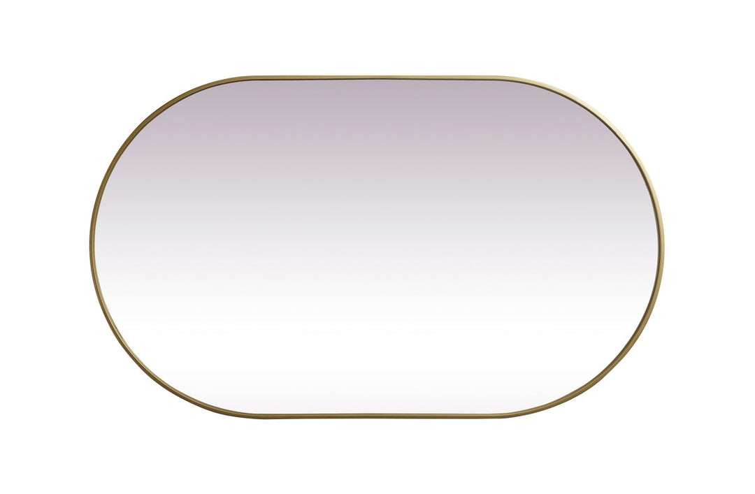 Metal Frame Oval Mirror 36X60 Inch In Brass