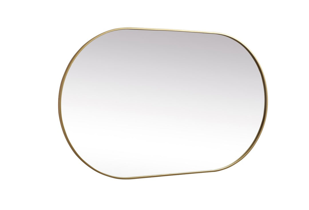 Metal Frame Oval Mirror 36X60 Inch In Brass