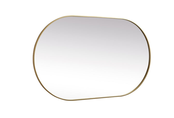 Metal Frame Oval Mirror 36X60 Inch In Brass