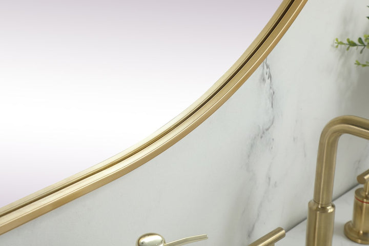 Metal Frame Oval Mirror 36X60 Inch In Brass