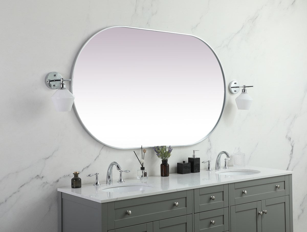Metal Frame Oval Mirror 36X60 Inch In Silver