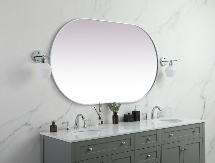 Metal Frame Oval Mirror 36X60 Inch In Silver