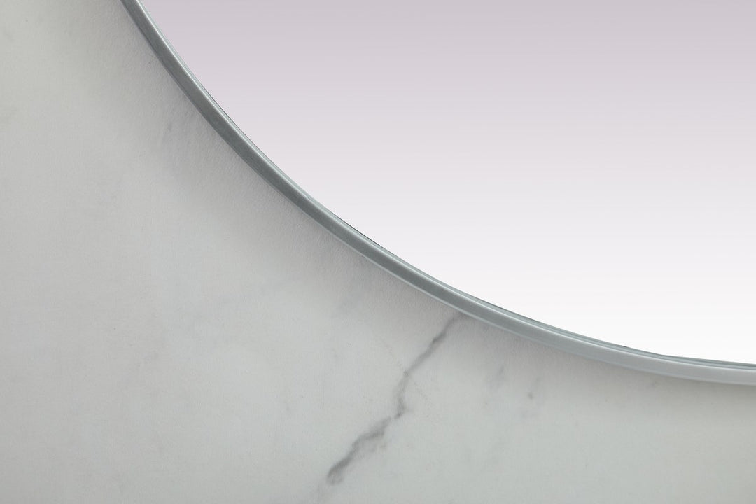 Metal Frame Oval Mirror 36X60 Inch In Silver