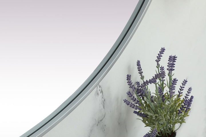 Metal Frame Oval Mirror 36X60 Inch In Silver