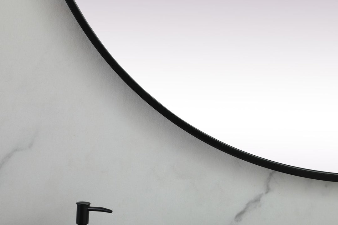 Metal Frame Oval Mirror 36X72 Inch In Black
