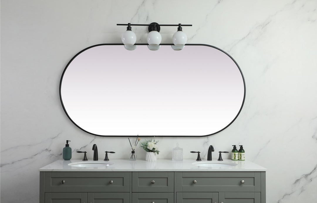 Metal Frame Oval Mirror 36X72 Inch In Black