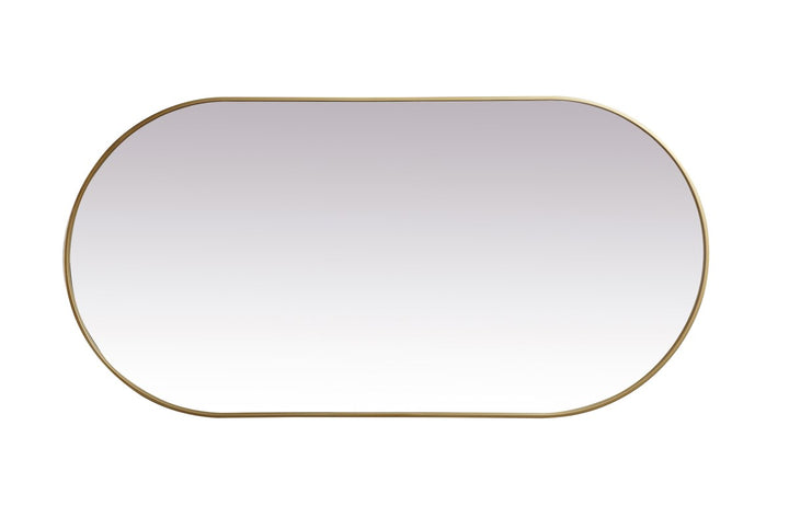 Metal Frame Oval Mirror 36X72 Inch In Brass