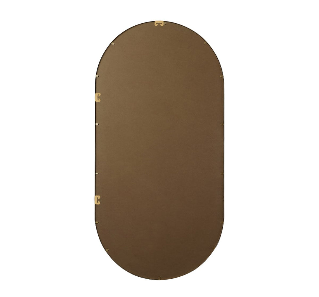 Metal Frame Oval Mirror 36X72 Inch In Brass