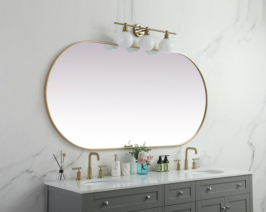 Metal Frame Oval Mirror 36X72 Inch In Brass