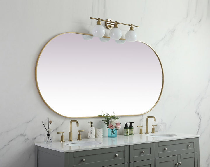 Metal Frame Oval Mirror 36X72 Inch In Brass