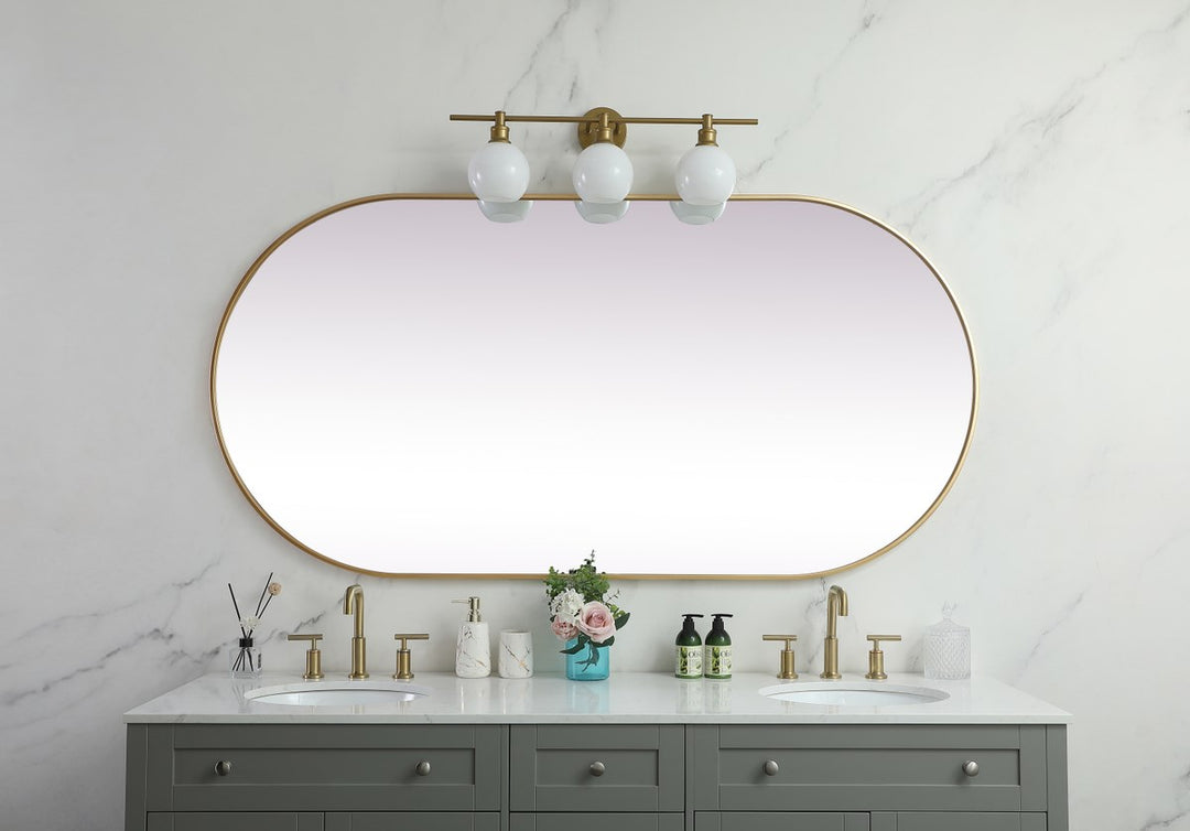 Metal Frame Oval Mirror 36X72 Inch In Brass