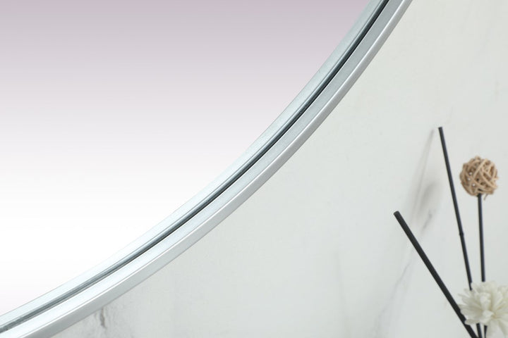 Metal Frame Oval Mirror 36X72 Inch In Silver