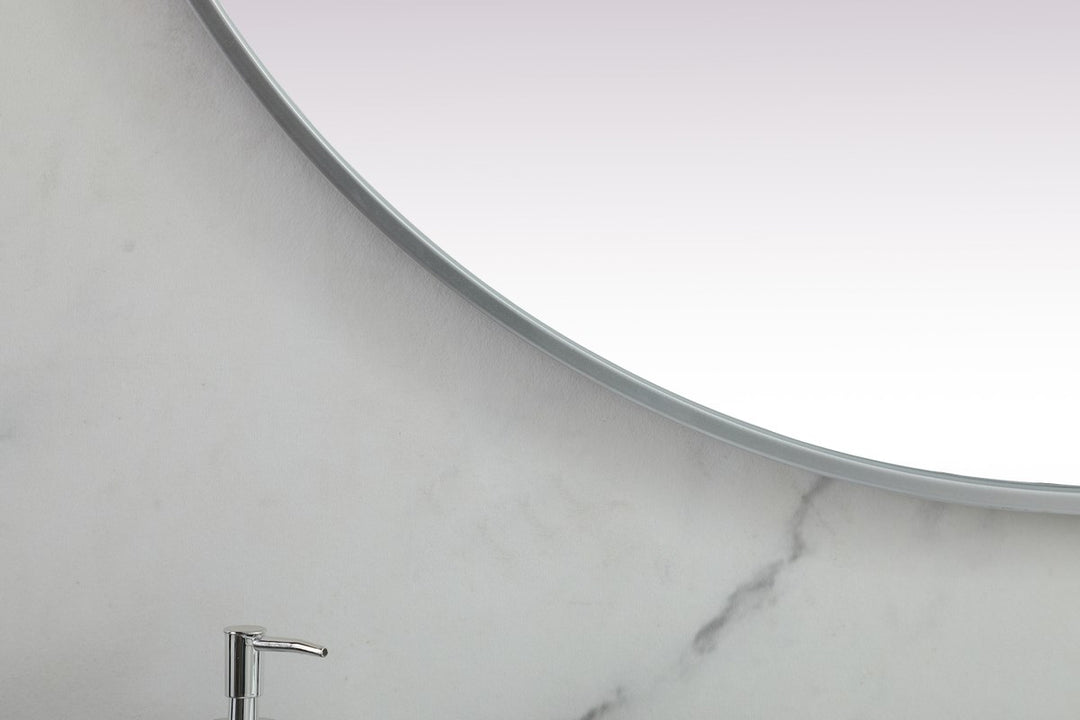 Metal Frame Oval Mirror 36X72 Inch In Silver