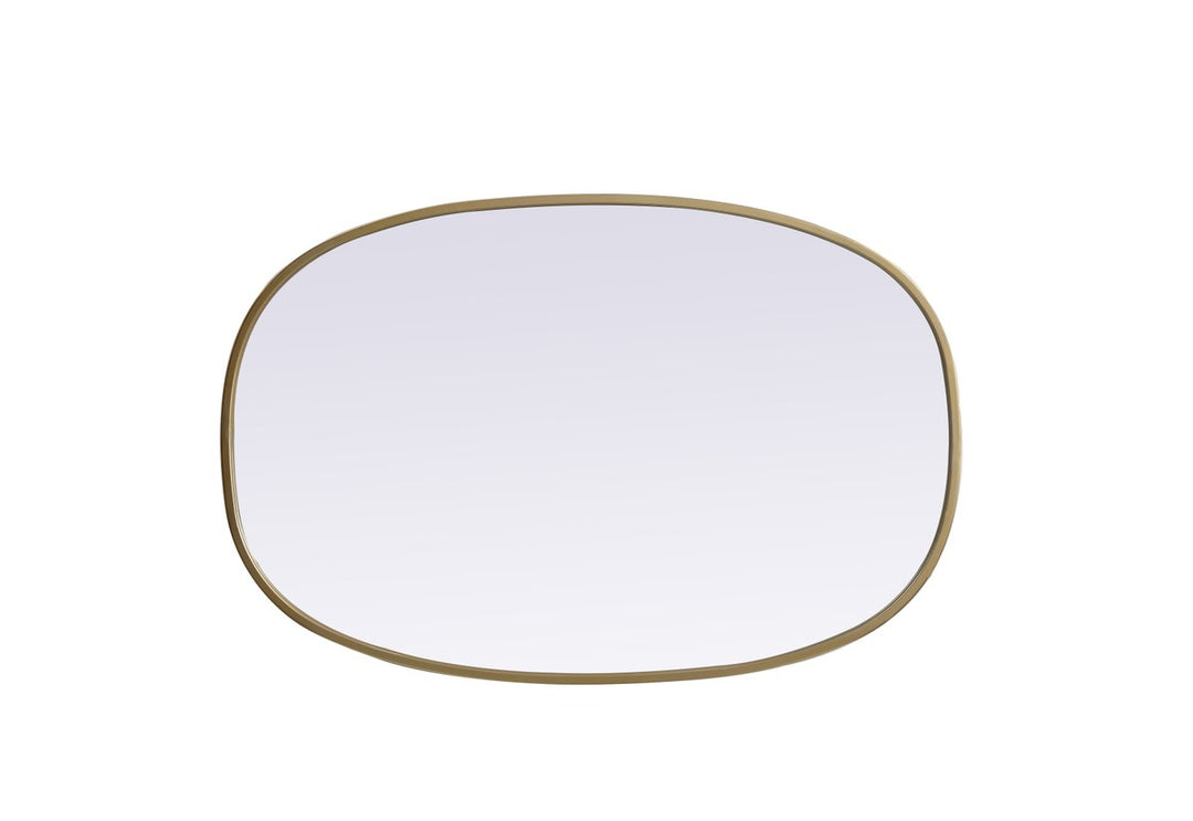 Metal Frame Oval Mirror 20X30 Inch In Brass