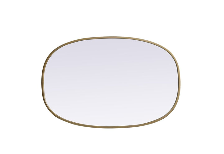 Metal Frame Oval Mirror 20X30 Inch In Brass