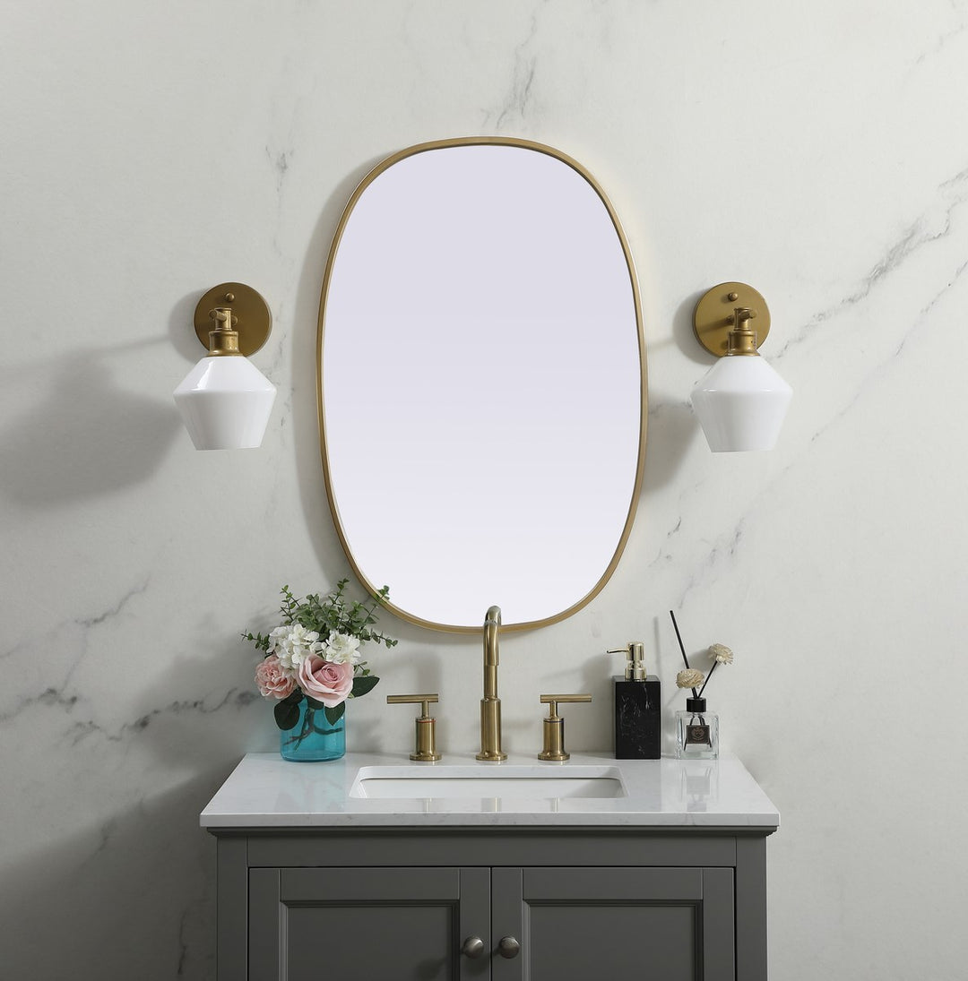 Metal Frame Oval Mirror 20X30 Inch In Brass