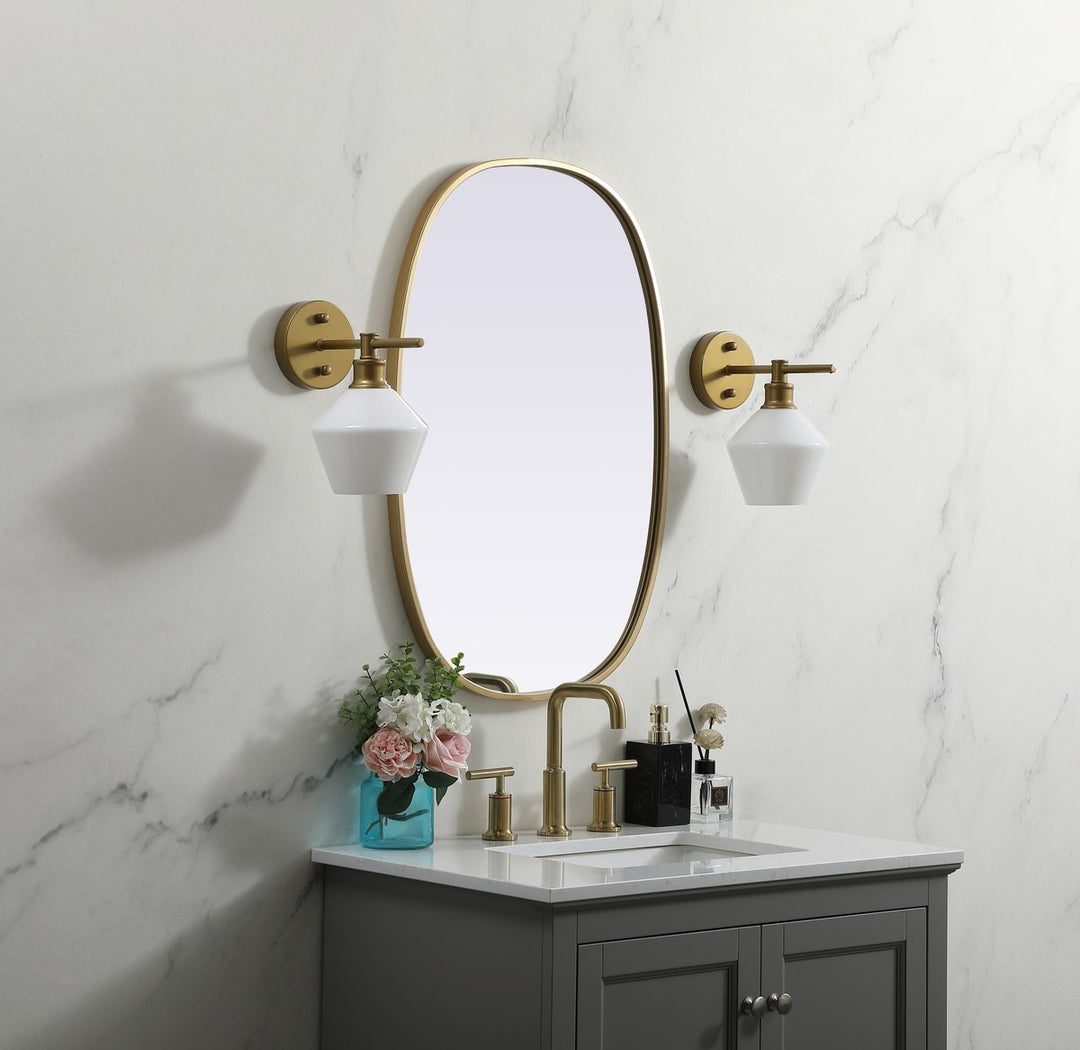 Metal Frame Oval Mirror 20X30 Inch In Brass