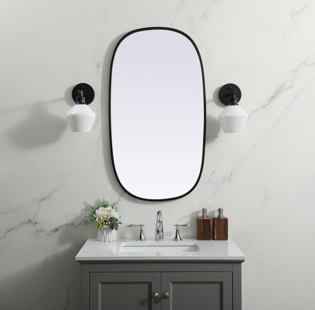 Metal Frame Oval Mirror 20X36 Inch In Black