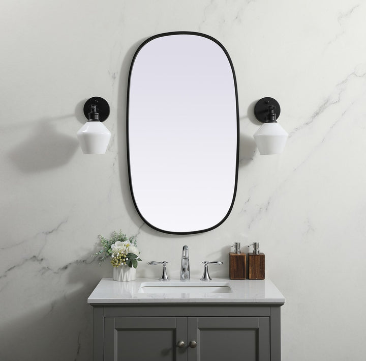 Metal Frame Oval Mirror 20X36 Inch In Black