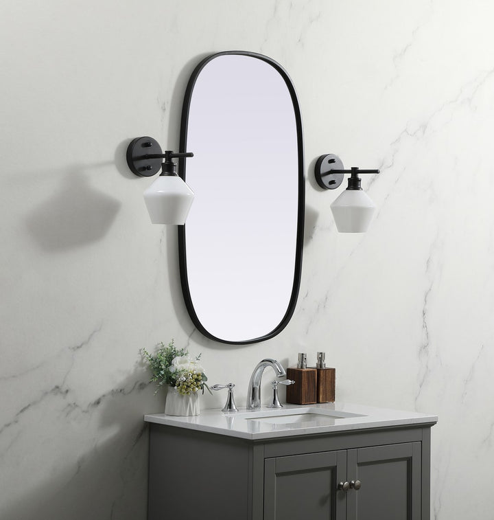 Metal Frame Oval Mirror 20X36 Inch In Black