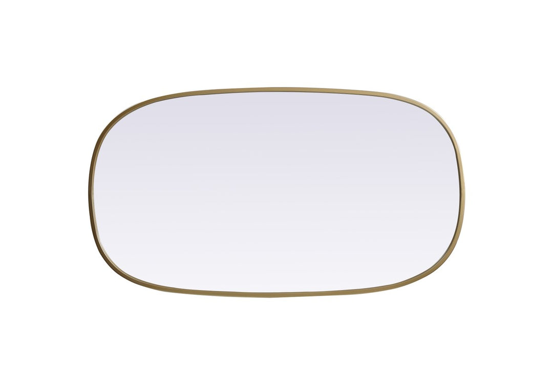 Metal Frame Oval Mirror 20X36 Inch In Brass