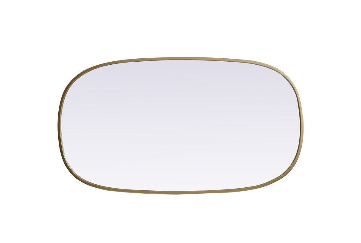 Metal Frame Oval Mirror 20X36 Inch In Brass