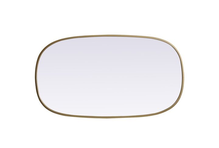 Metal Frame Oval Mirror 20X36 Inch In Brass