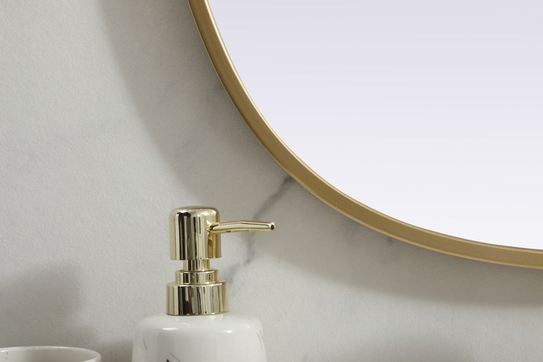 Metal Frame Oval Mirror 20X36 Inch In Brass