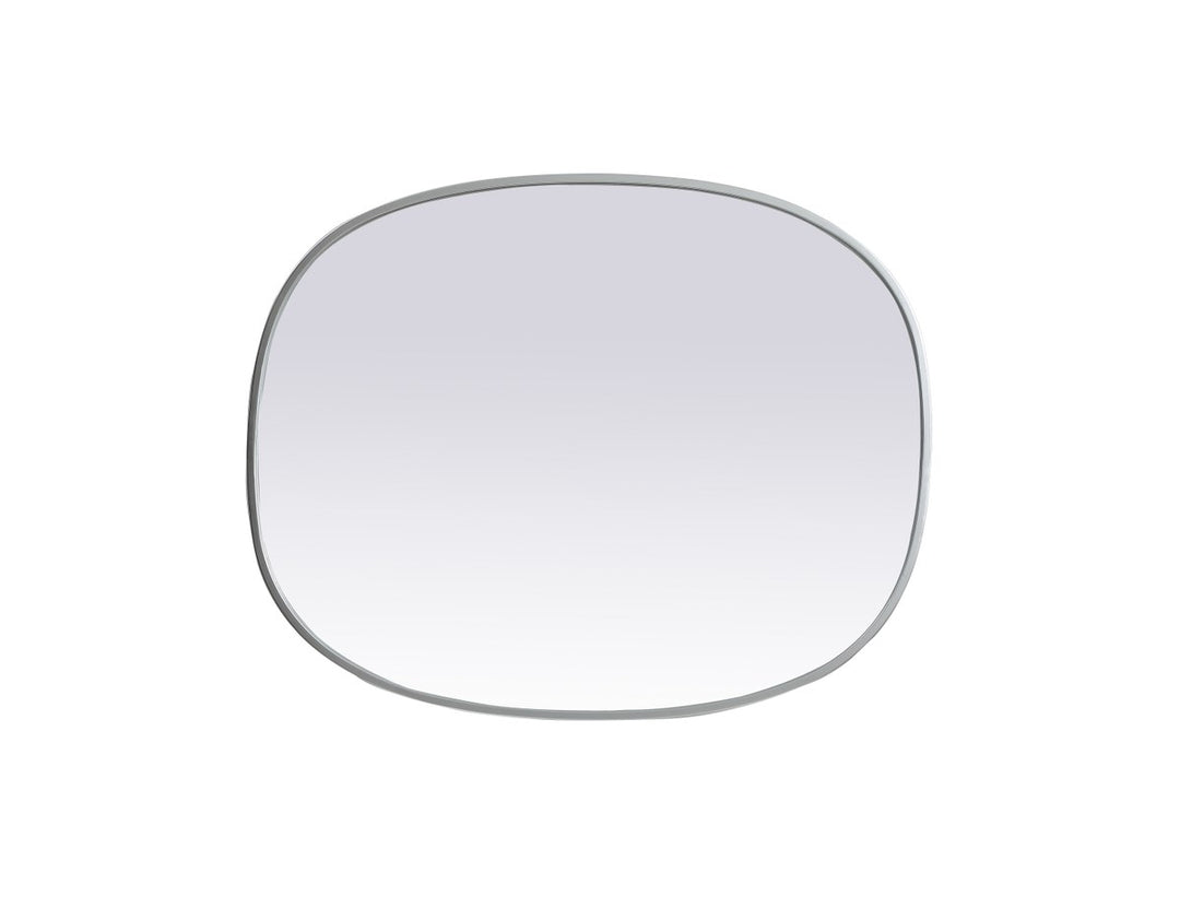 Metal Frame Oval Mirror 24X30 Inch In Silver