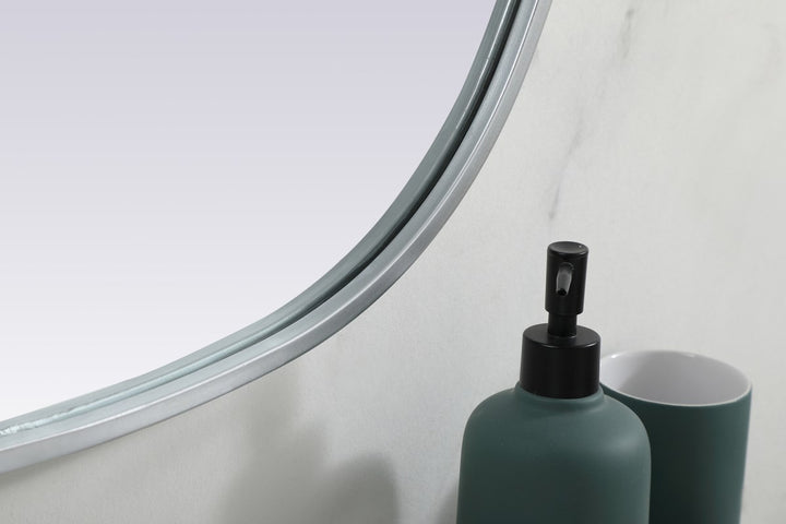 Metal Frame Oval Mirror 24X30 Inch In Silver