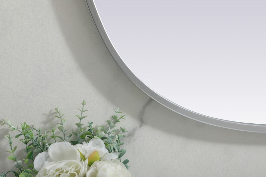 Metal Frame Oval Mirror 24X30 Inch In Silver
