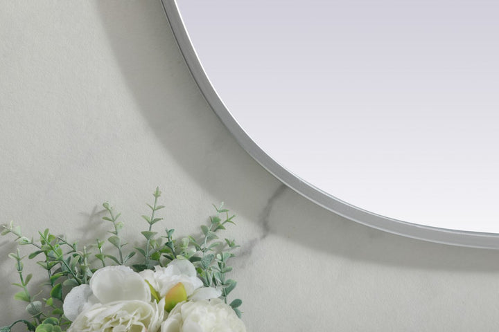 Metal Frame Oval Mirror 24X30 Inch In Silver