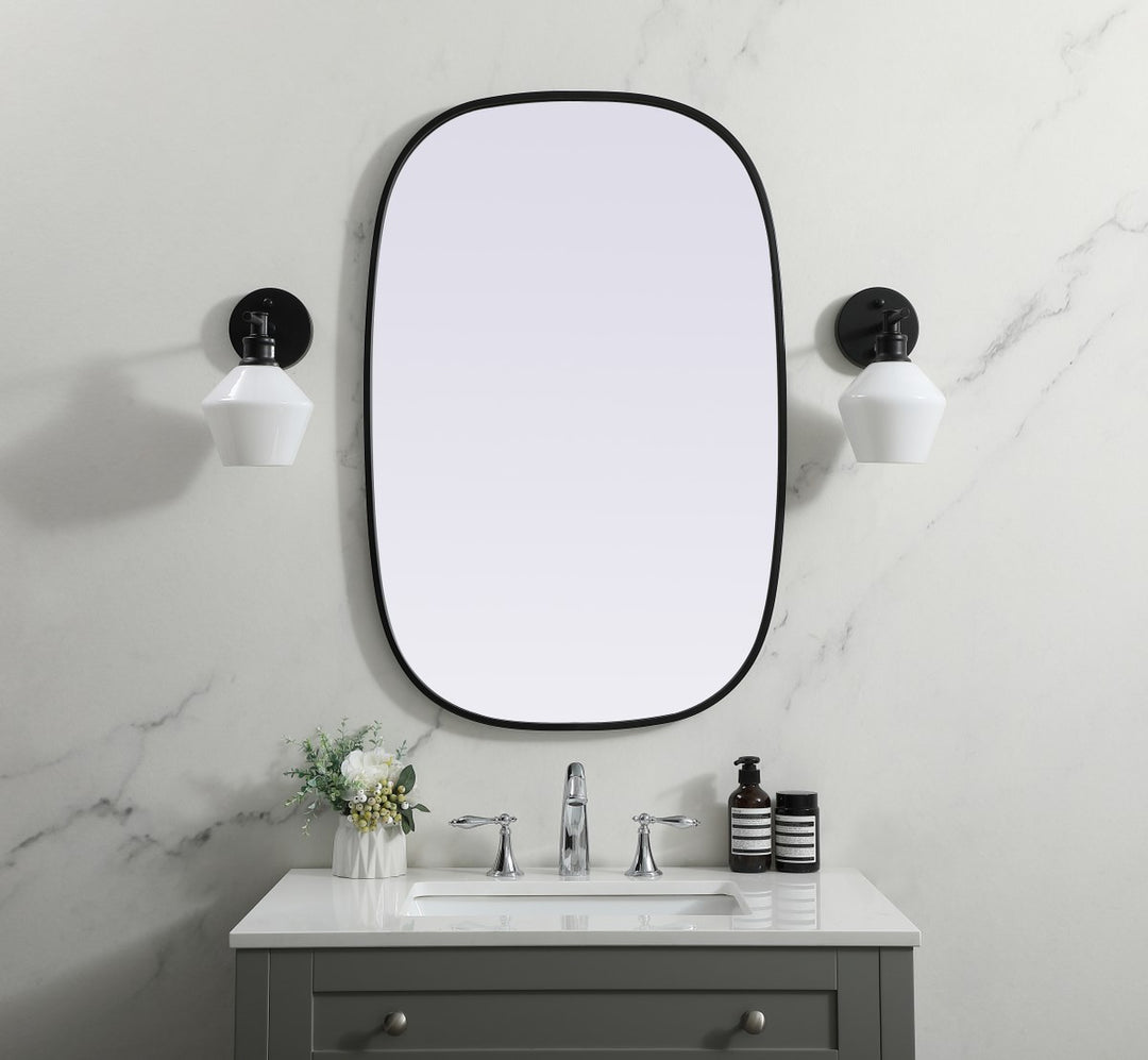 Metal Frame Oval Mirror 24X36 Inch In Black