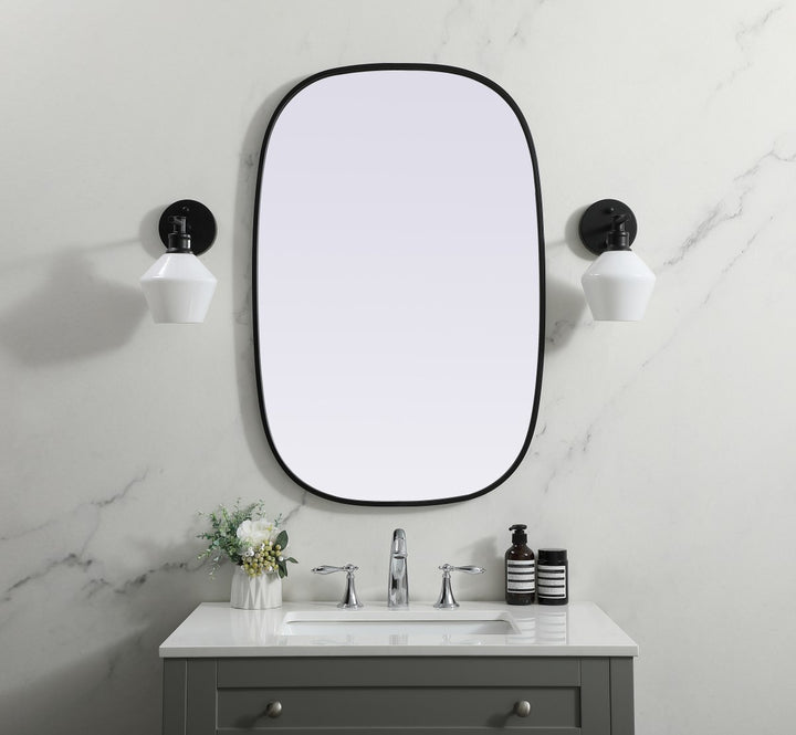 Metal Frame Oval Mirror 24X36 Inch In Black