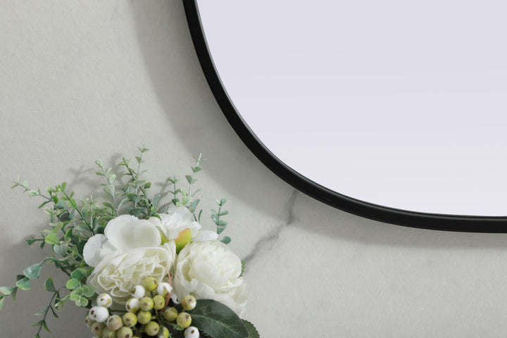 Metal Frame Oval Mirror 24X36 Inch In Black