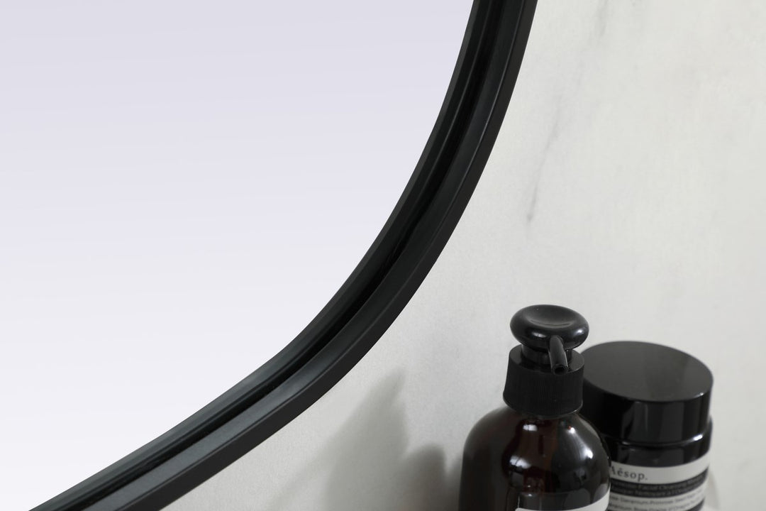 Metal Frame Oval Mirror 24X36 Inch In Black