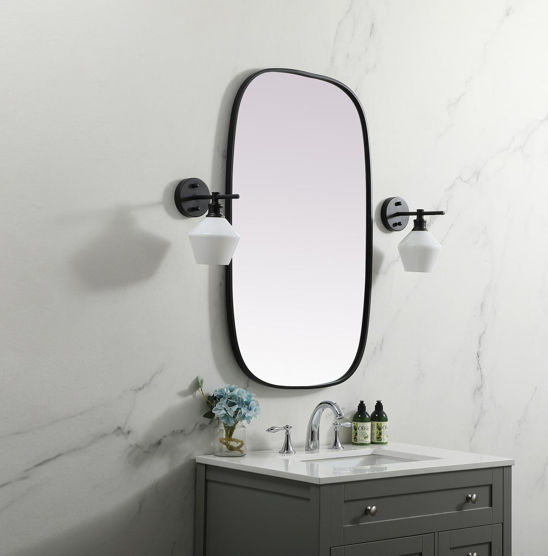 Metal Frame Oval Mirror 24X40 Inch In Black