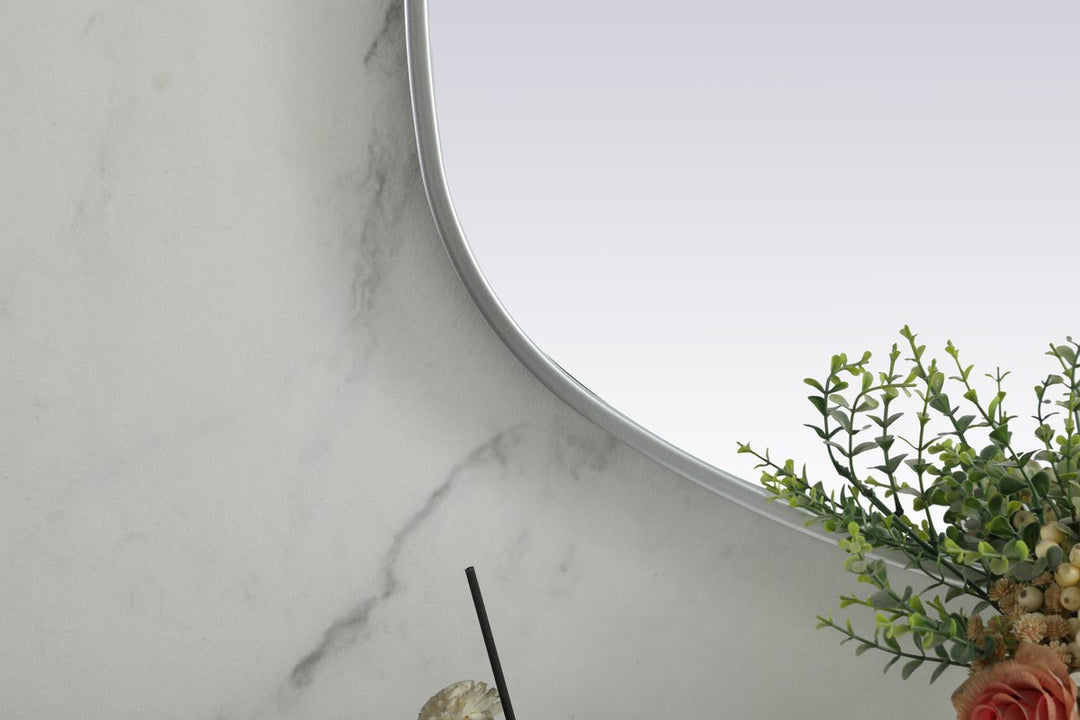 Metal Frame Oval Mirror 24X48 Inch In Silver