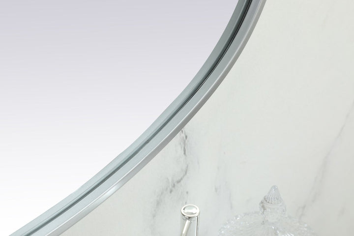 Metal Frame Oval Mirror 24X48 Inch In Silver